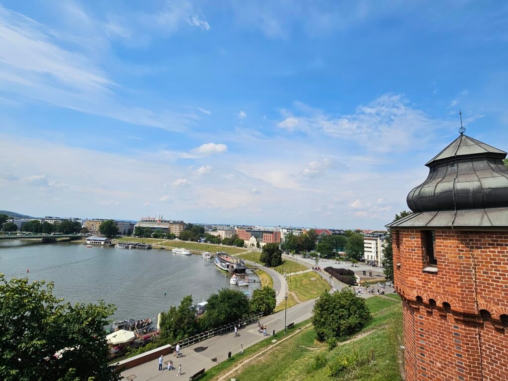 Wawel Castle overlooking the Vistula River in Kraków, Poland