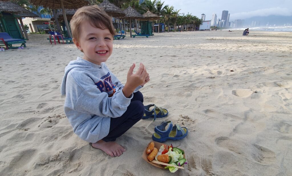 Spend time at My Khe Beach in Da Nang with kids 3
