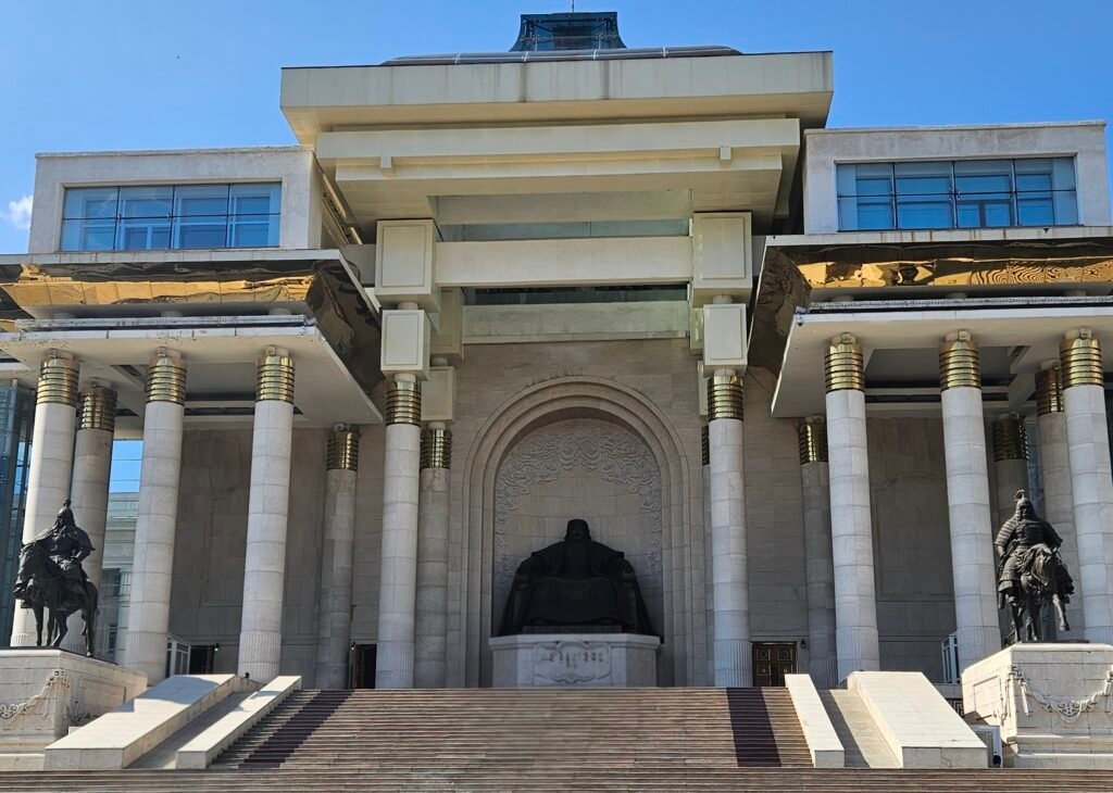 Chinggis Khaan statue at Sukhbaatar Square, Ulaanbaatar