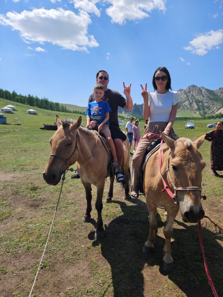 Horse riding in Gorkhi-Terelj National Park with kids