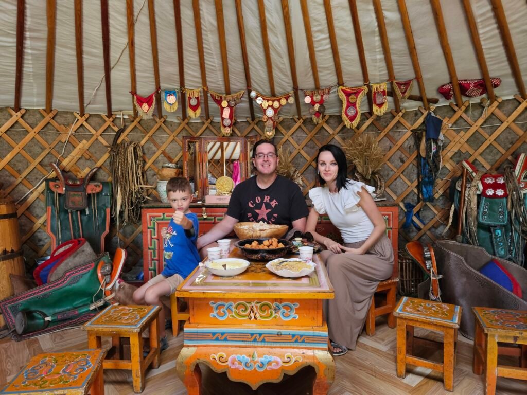 Our son taking part in nomadic camp activities in Mongolia