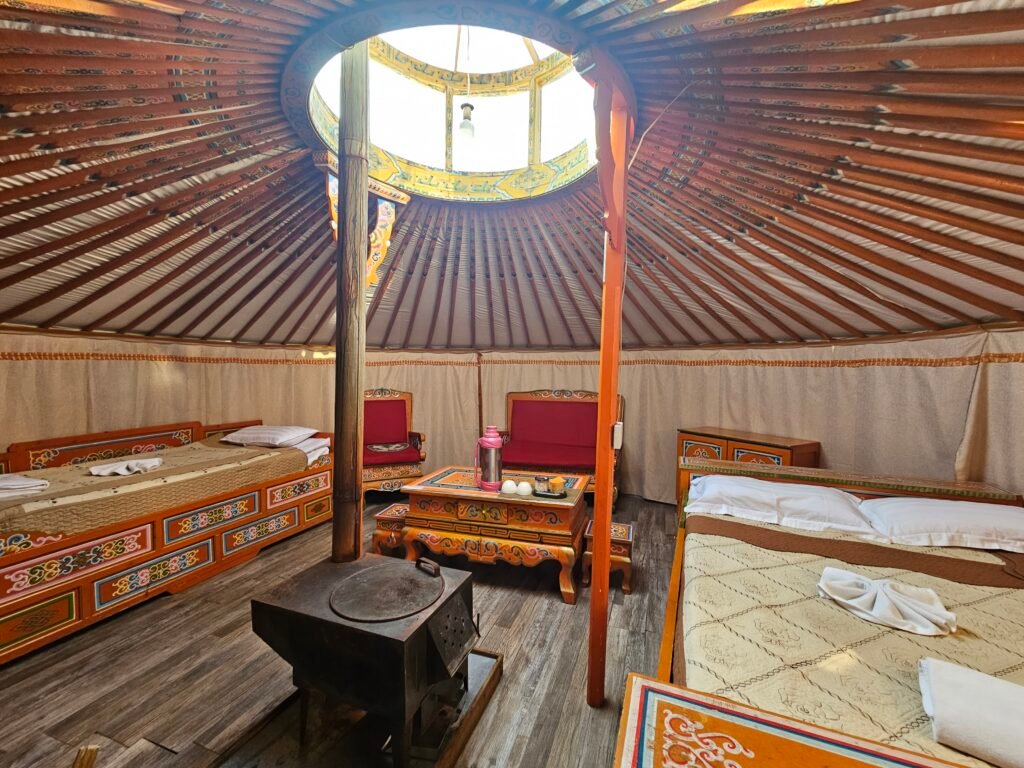 Ger camp accommodation in the Mongolian countryside