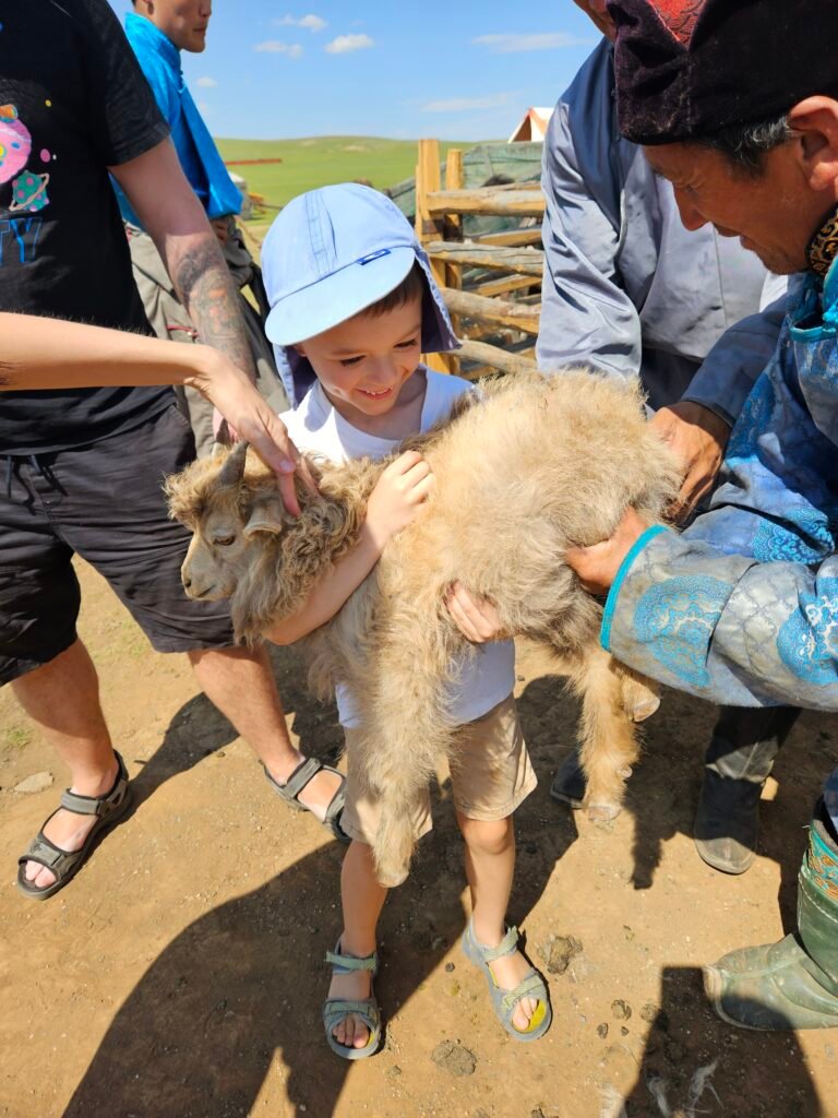Traditional Mongolian games at a nomadic cultural camp