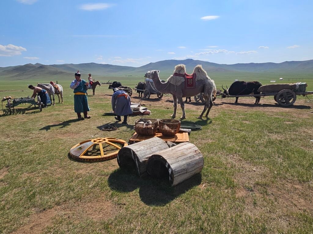 Nomadic family life demonstration in Mongolia