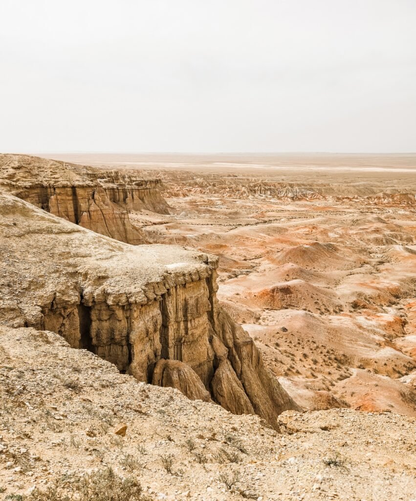 Layered cliffs at Tsagaan Suvarga, Mongolia