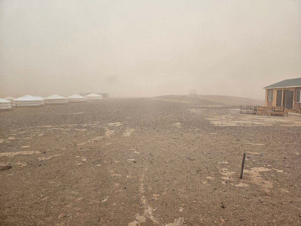 Rural road conditions while travelling around Mongolia