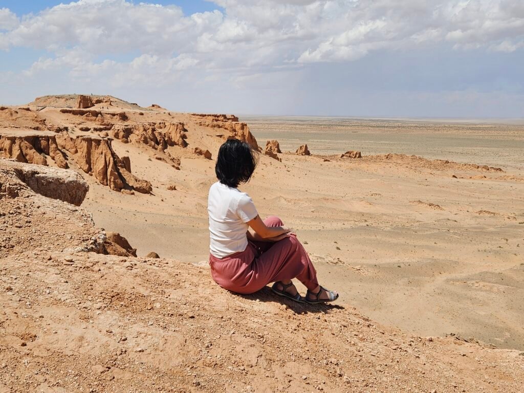 Dinosaur fossil site at Bayanzag in the Gobi Desert