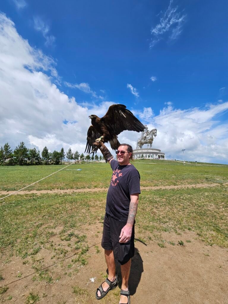 The 40-metre stainless steel Chinggis Khaan statue near Ulaanbaatar