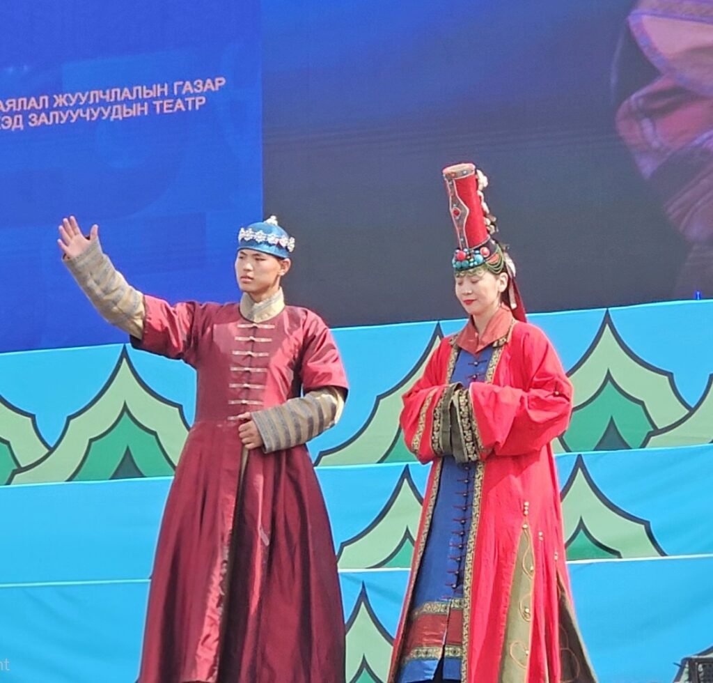 Sukhbaatar Square decorated for Naadam Festival celebrations