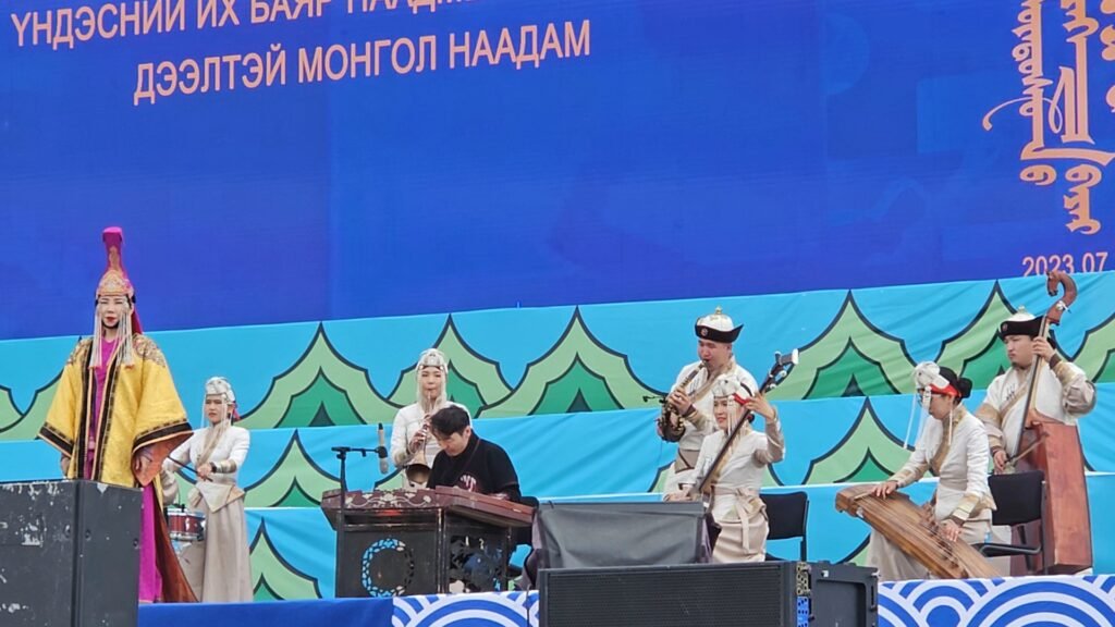 Evening celebrations at Sukhbaatar Square during Naadam