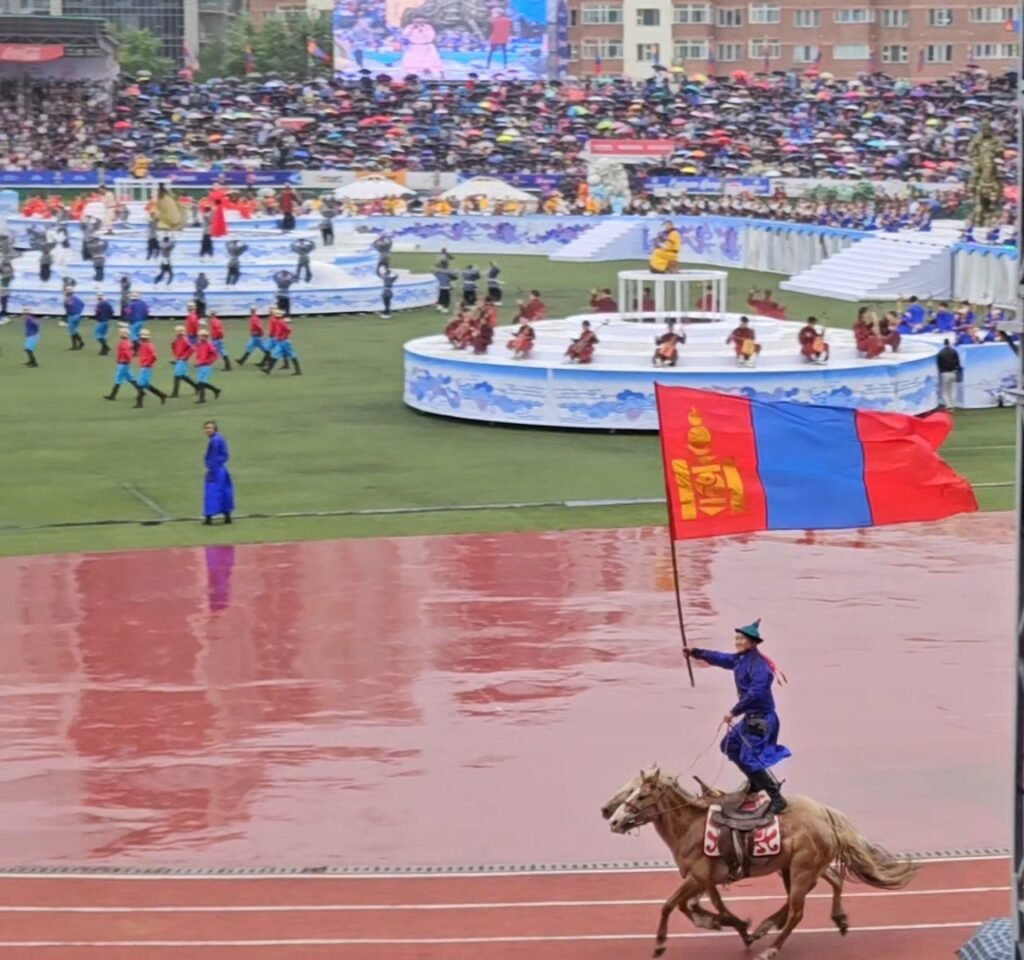 Traditional dancers at the Naadam Festival opening ceremony