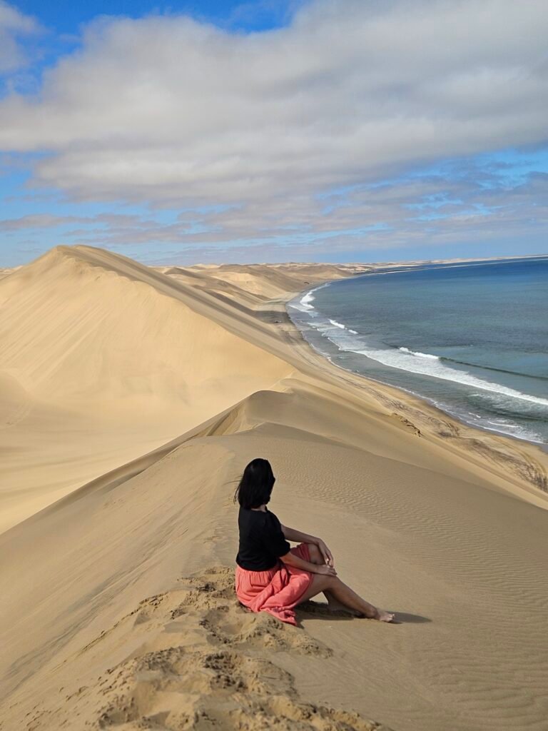 Family enjoying the open desert roads of Namibia