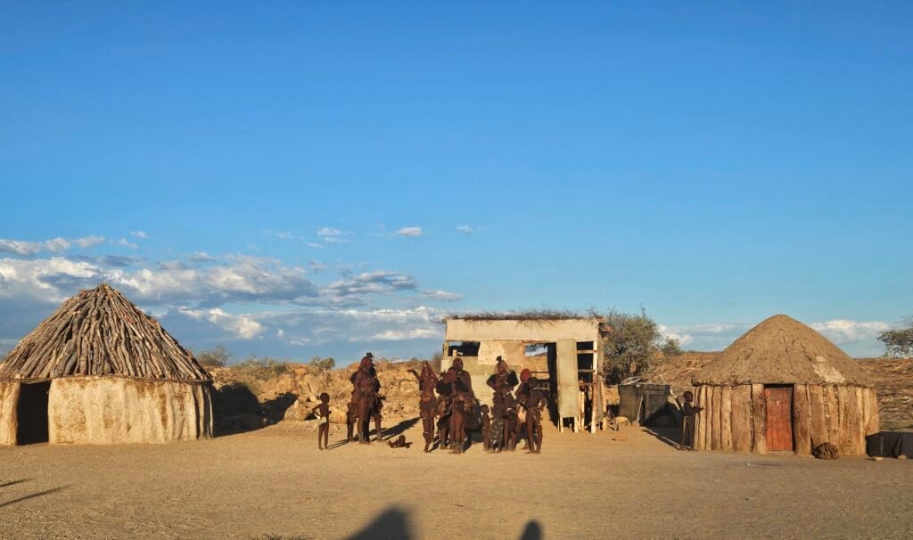 Learning about traditional Himba homes and daily life in Namibia