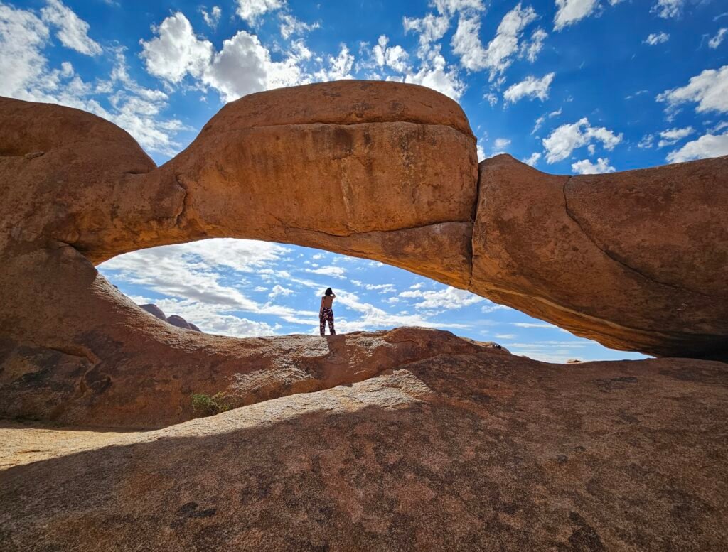 Family road-tripping through Namibia's dramatic desert scenery