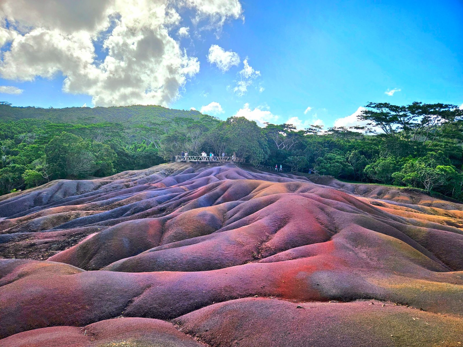 Elevated viewing platform over the Seven Coloured Earth at Chamarel