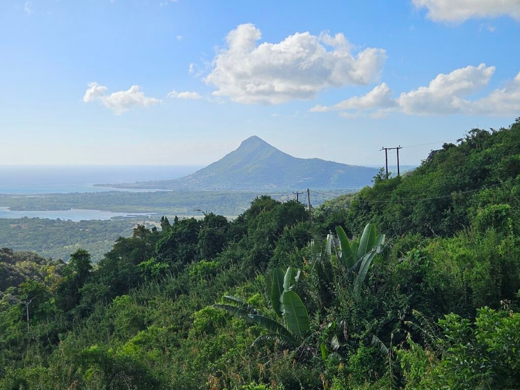 Rural road views while driving around Mauritius