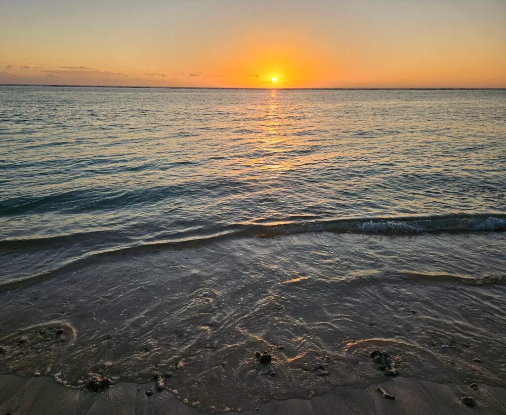 Sunset drive along the west coast of Mauritius