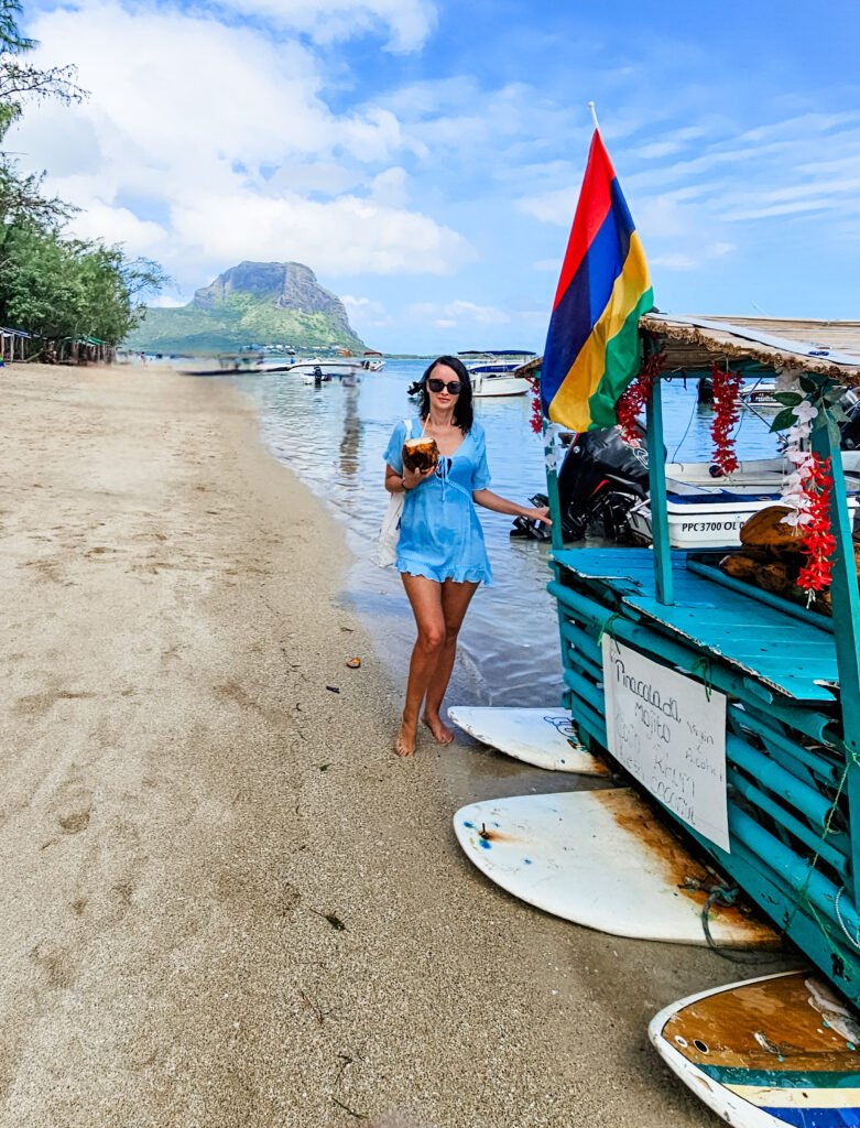 Beach day in Mauritius with our son