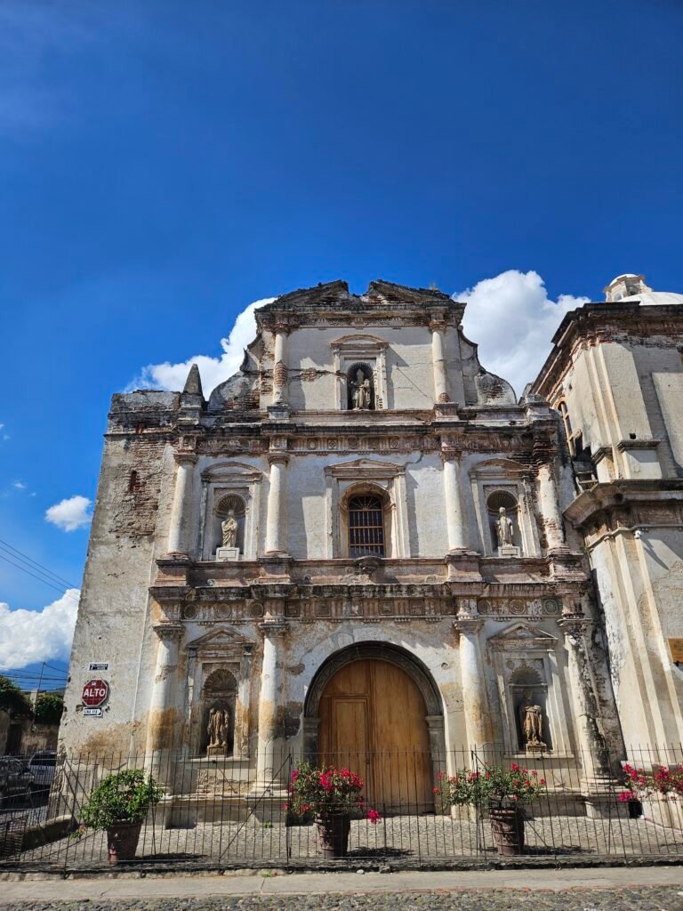 Cobbled street in Antigua Guatemala's UNESCO World Heritage historic centre
