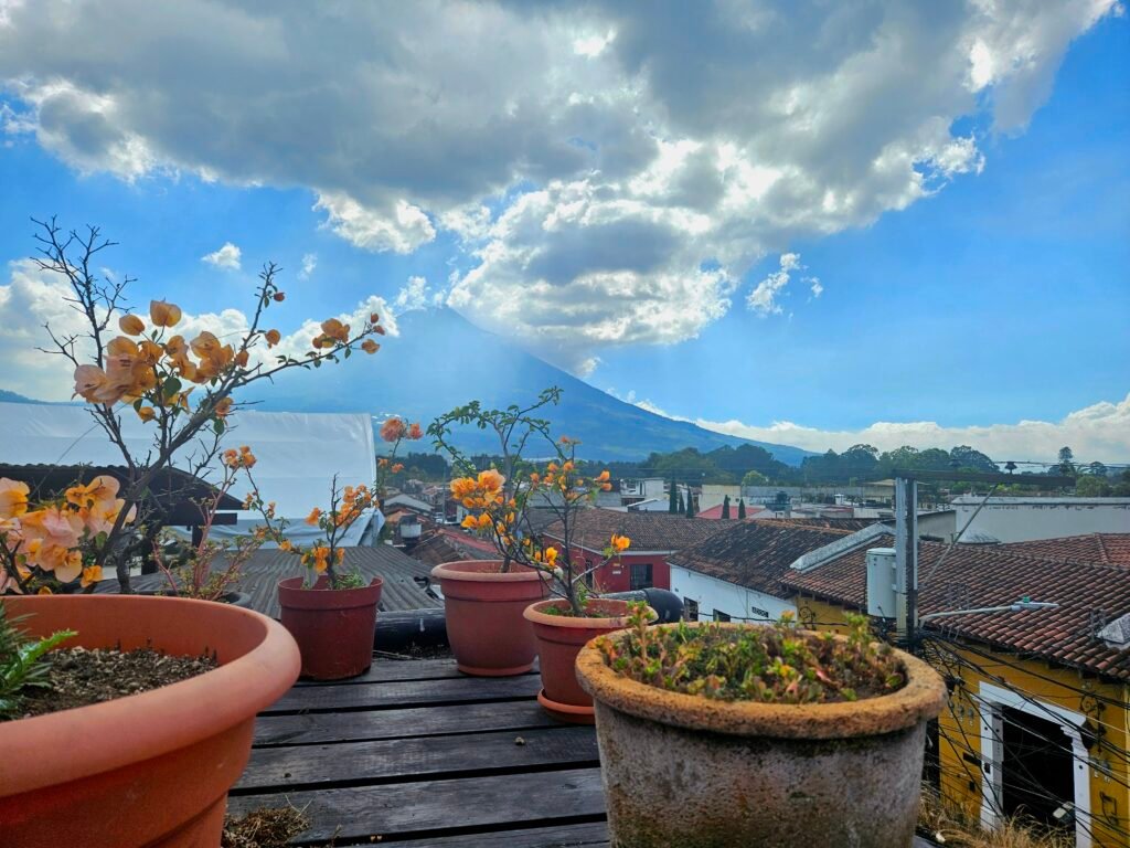 Boy exploring Antigua Guatemala's historic centre with family