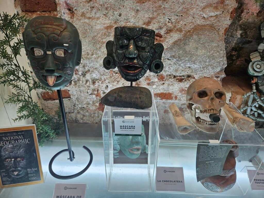Jade carvings on display at the Jade Maya Museum in Antigua Guatemala