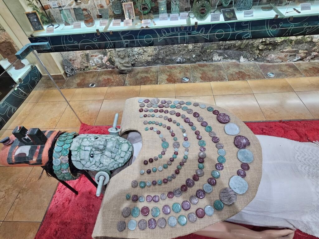 Learning about Maya jade history at the Jade Maya Museum, Antigua