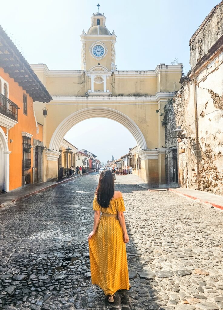View along the street towards the Santa Catalina Arch, Antigua
