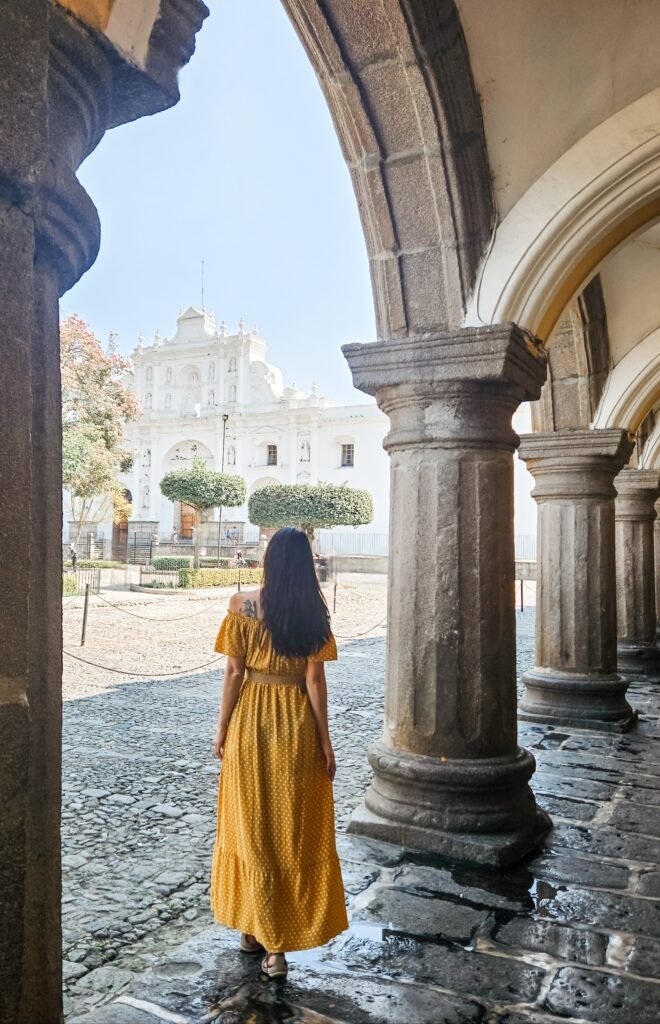 Cobblestone streets and colonial architecture in Antigua Guatemala