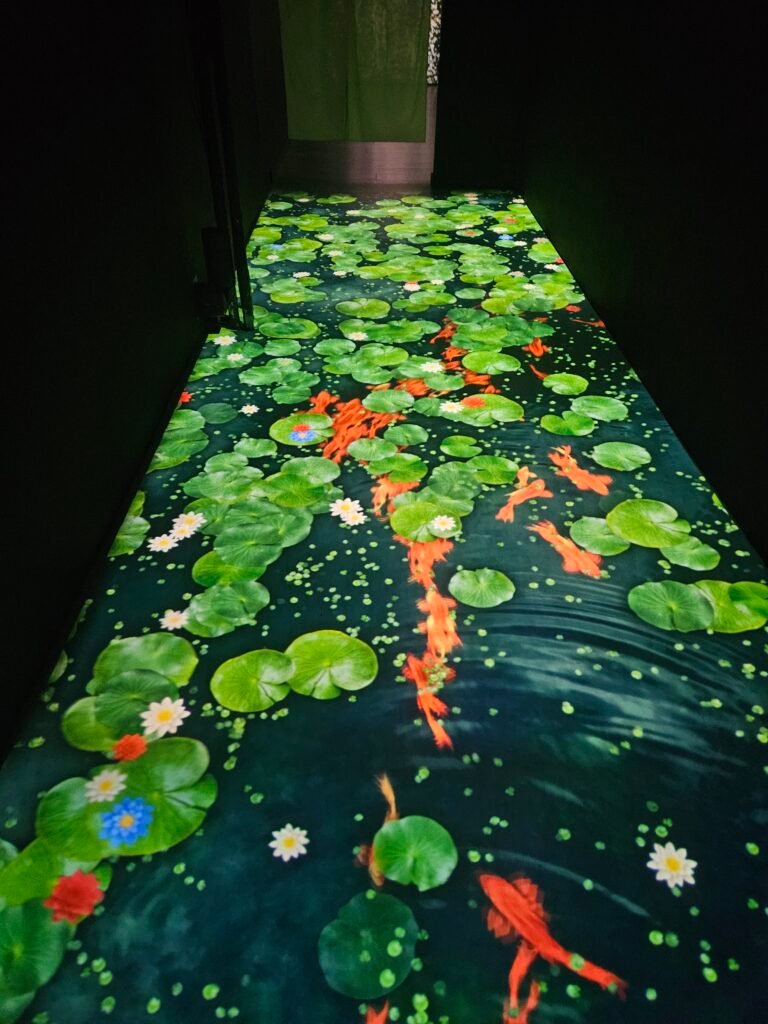 Colourful light installation inside Sensorica, Chișinău's immersive art museum