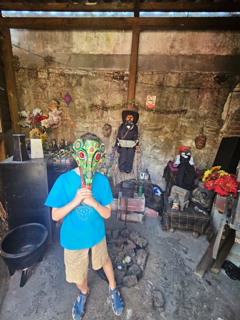 Family taking part in the Xplore Antigua scavenger hunt in the historic centre