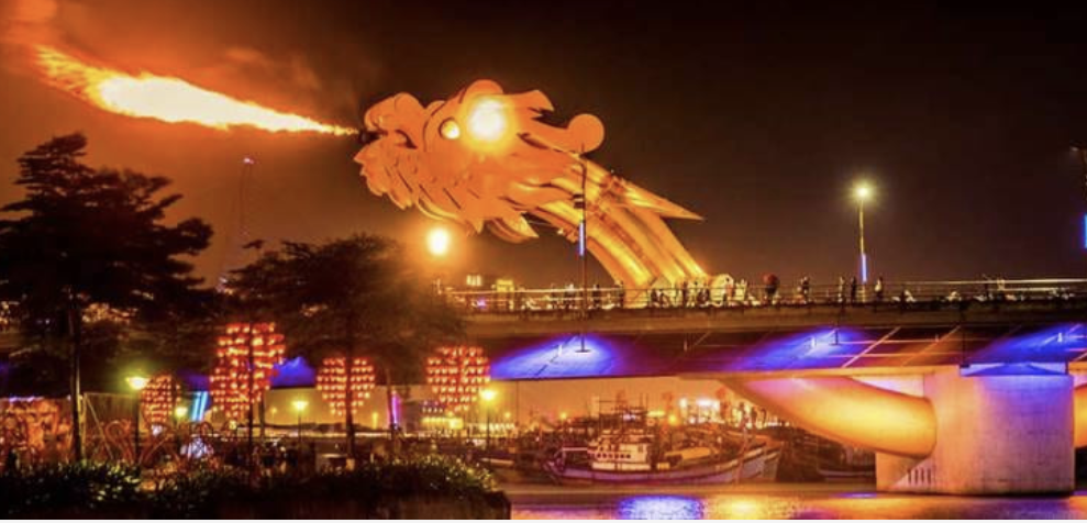 See the Dragon Bridge breathe fire in Da Nang with kids 3