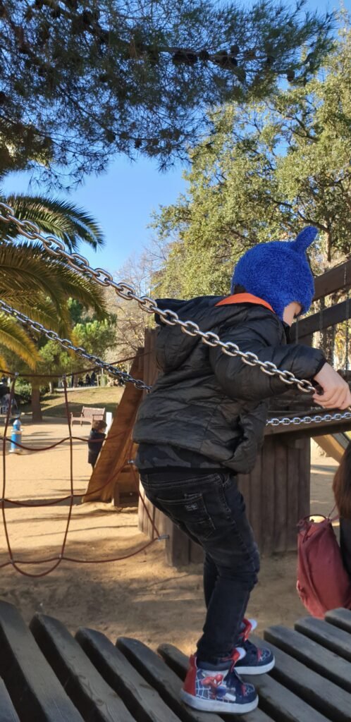 Child enjoying playtime during long term travel with kids