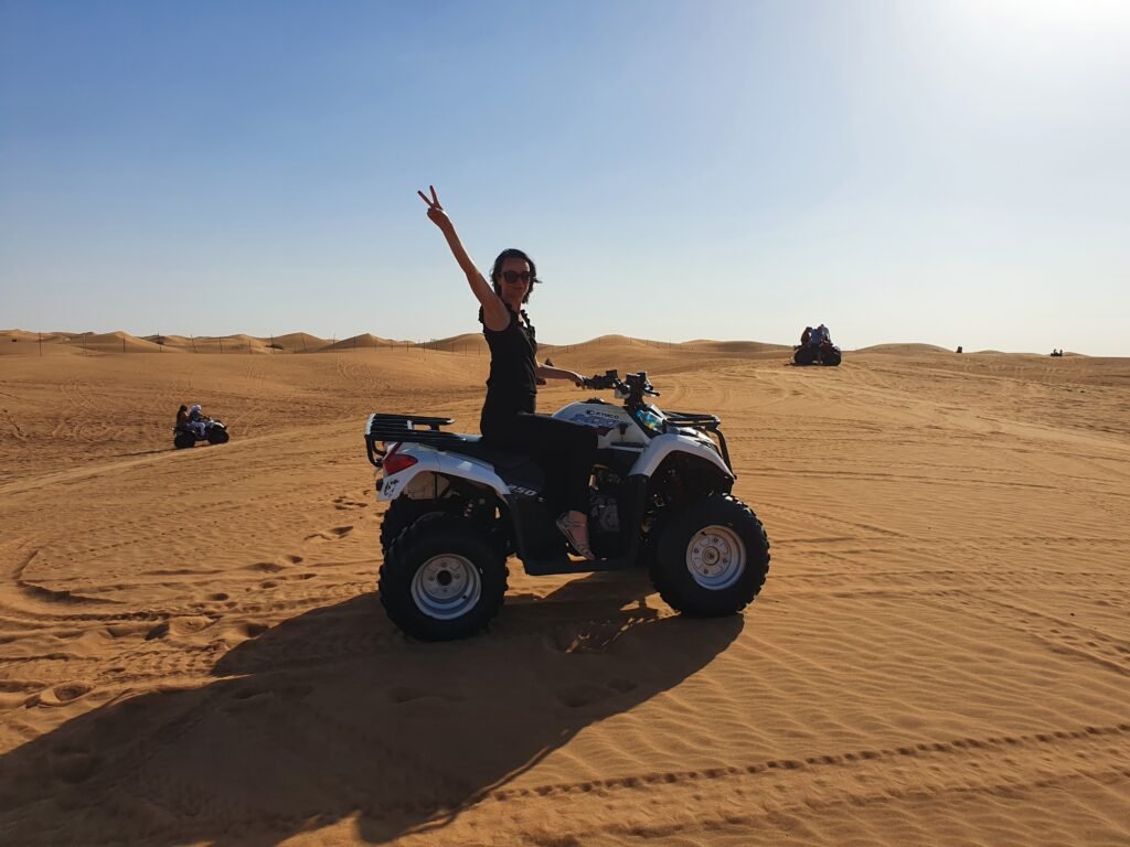 Quad biking in the desert dunes near Swakopmund, Namibia