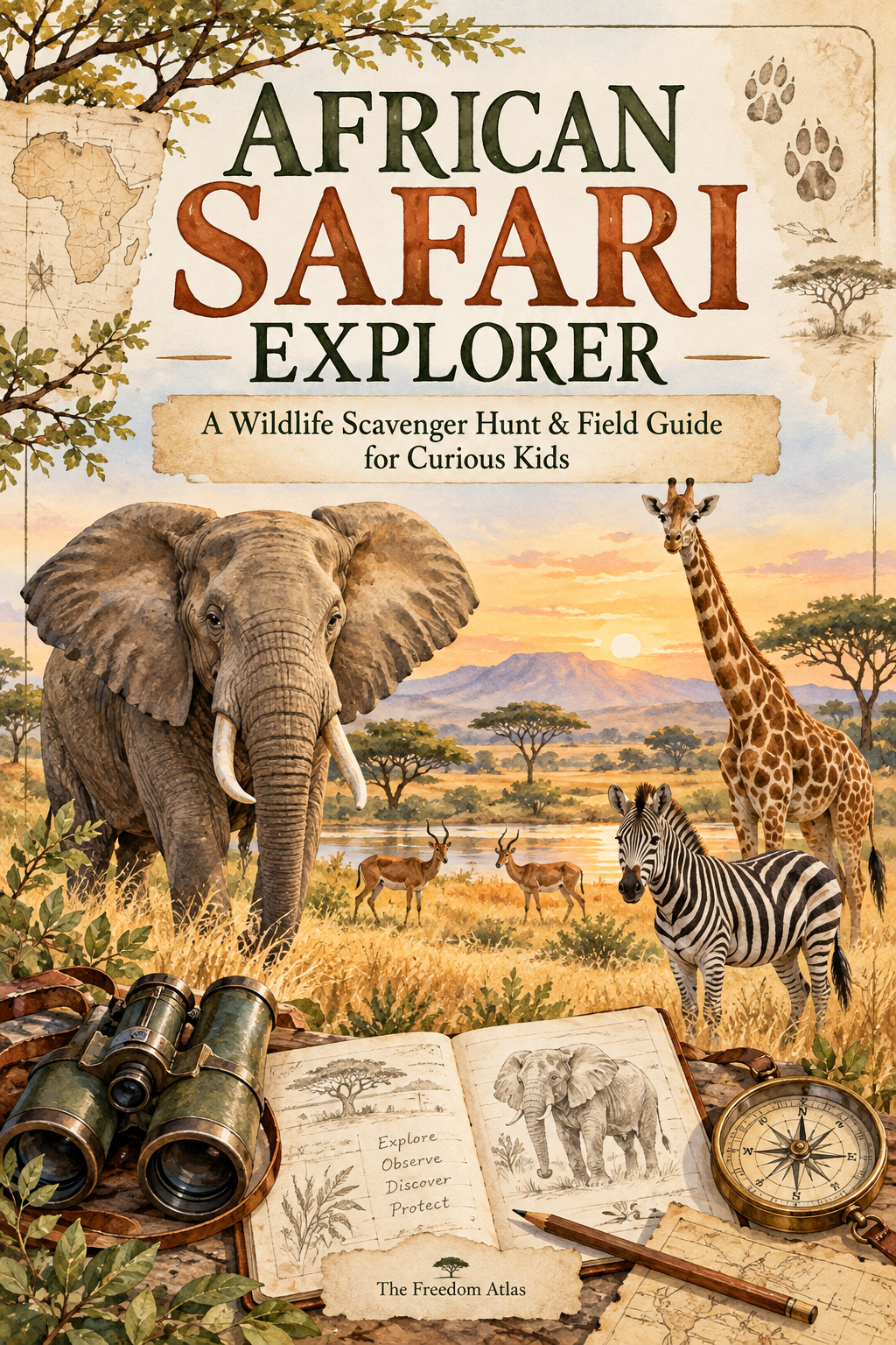 African Safari Explorer printable field guide and activity pack for kids by The Curious Atlas